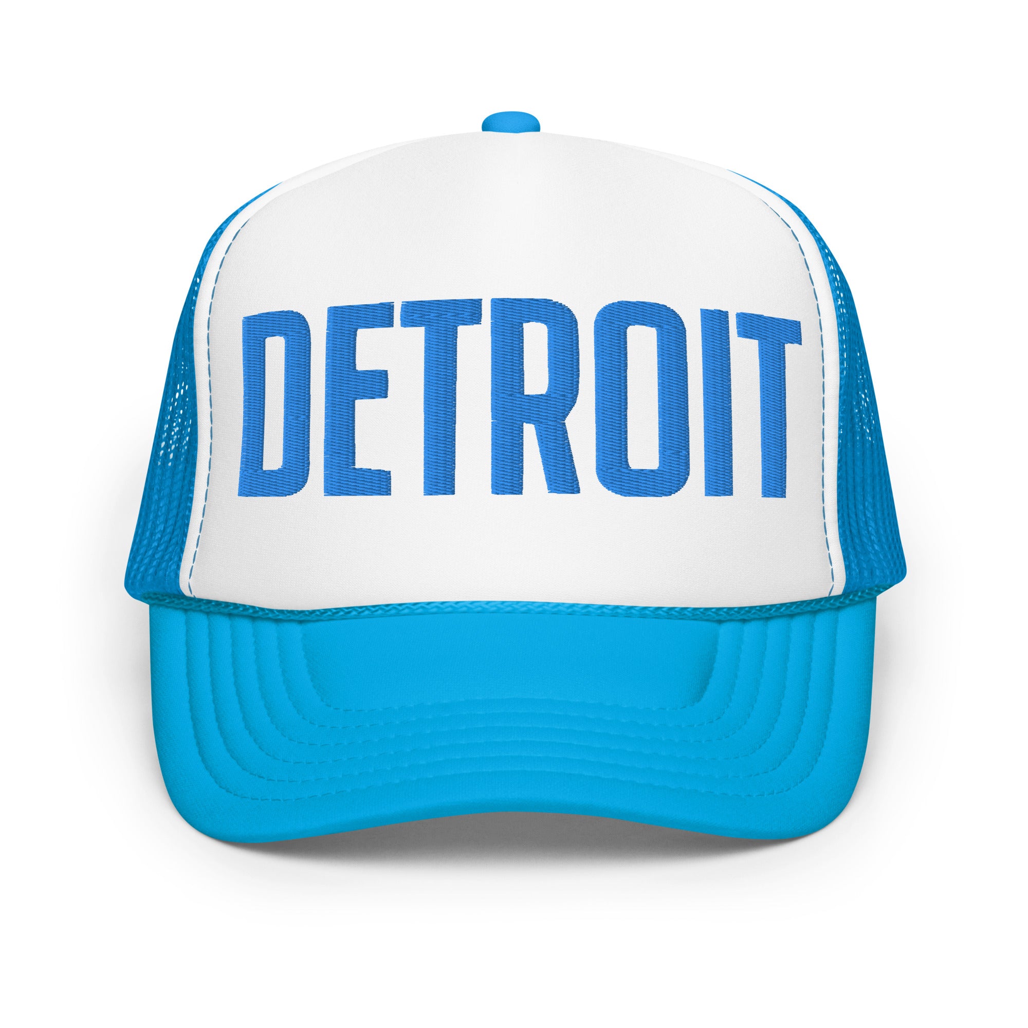 Detroit Foam Trucker Hat - Teal & White - Embroidered  Default Title  