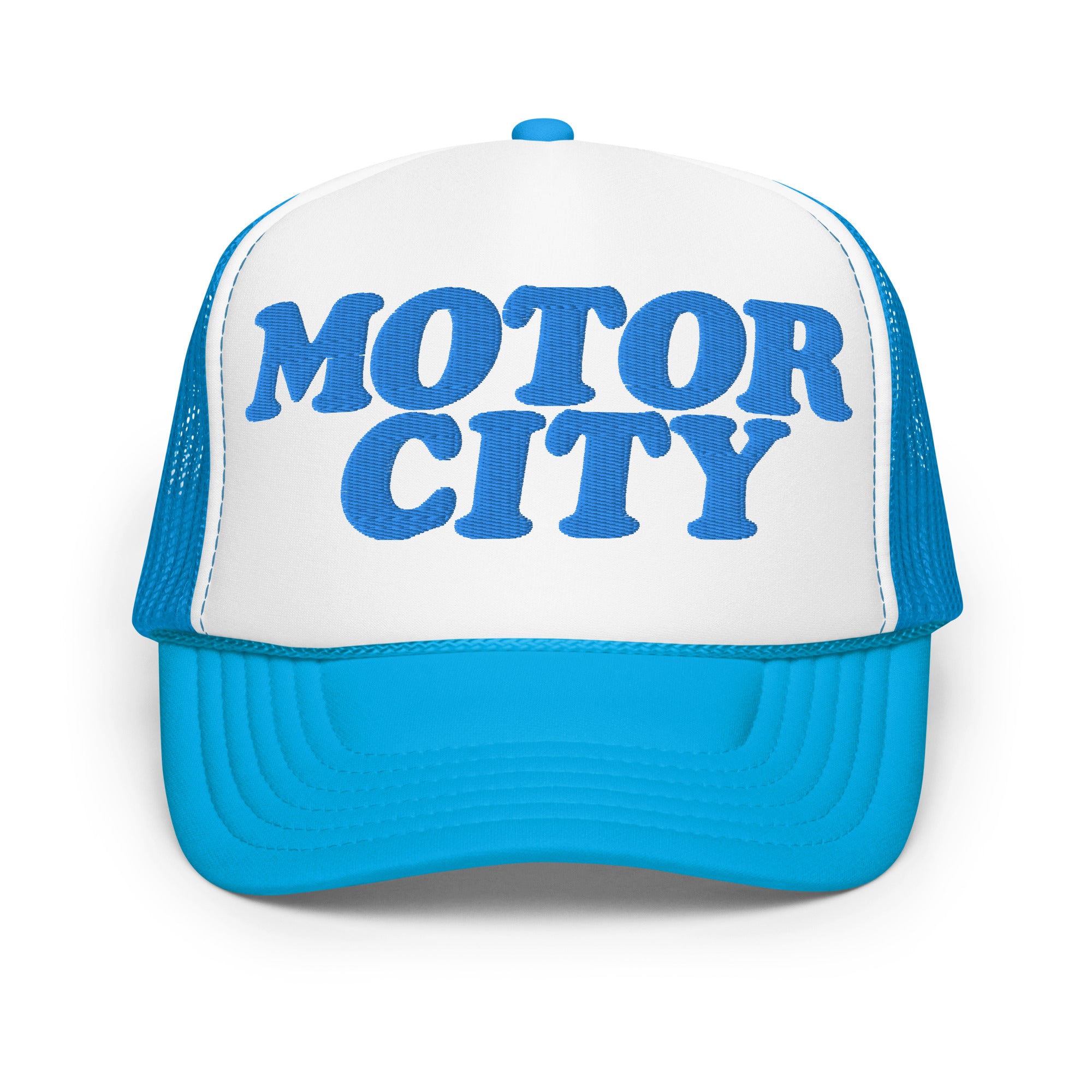 Motor City Foam Trucker Hat - Blue and White - Embroidered with Blue Hat Default Title