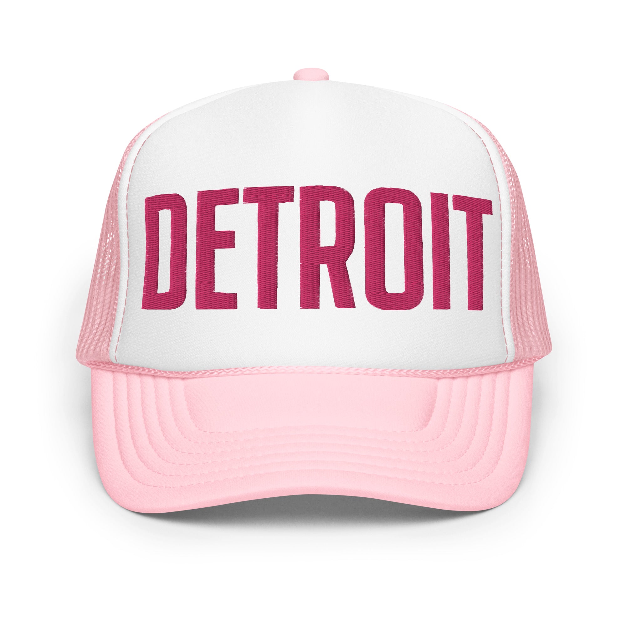 Detroit Foam Trucker Hat - Pink & White - Embroidered  Default Title  