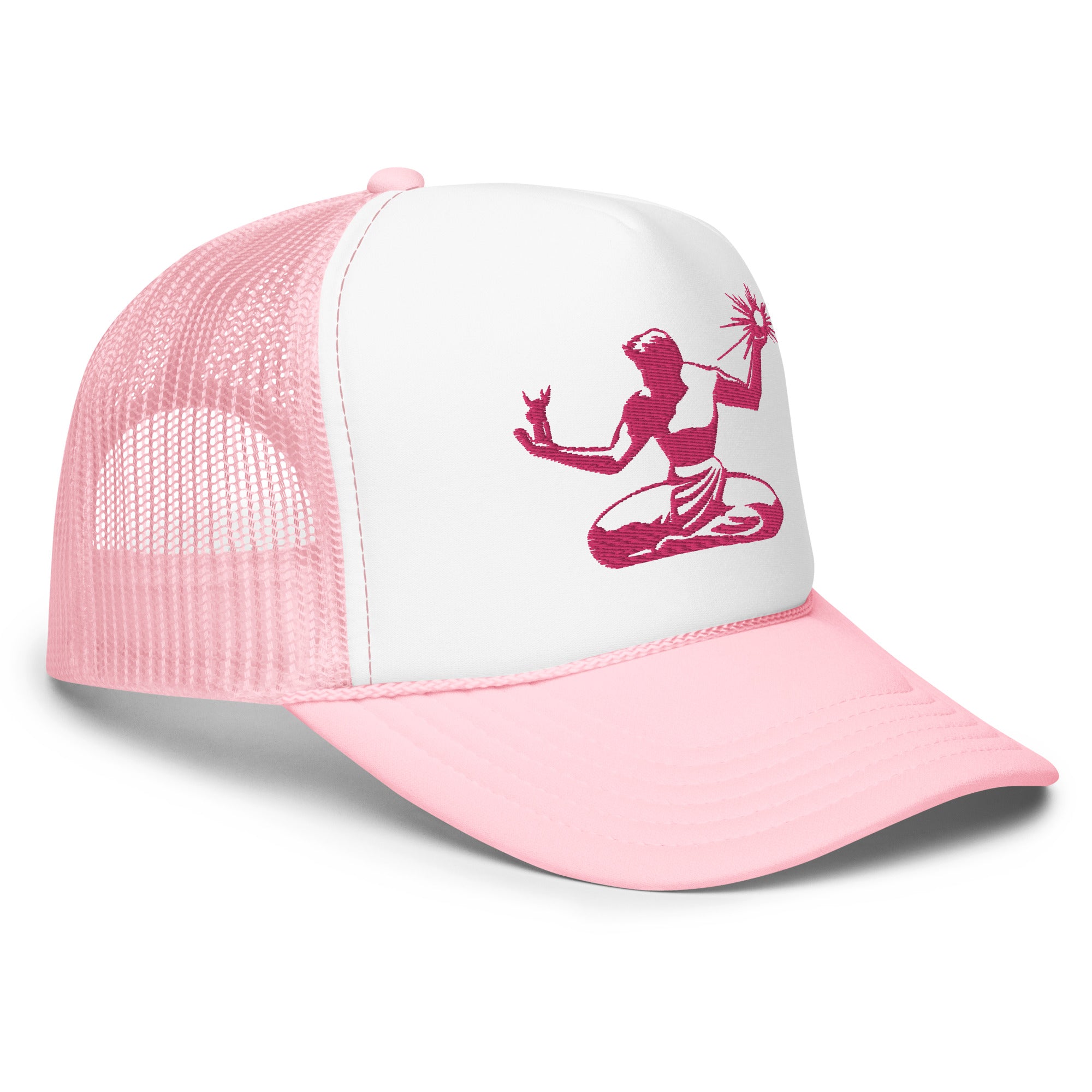 Spirit of Detroit Foam Trucker Hat - Pink and White Hat - Embroidered with Pink Hat