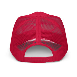 Detroit Foam Trucker Hat - Red & White - Embroidered    