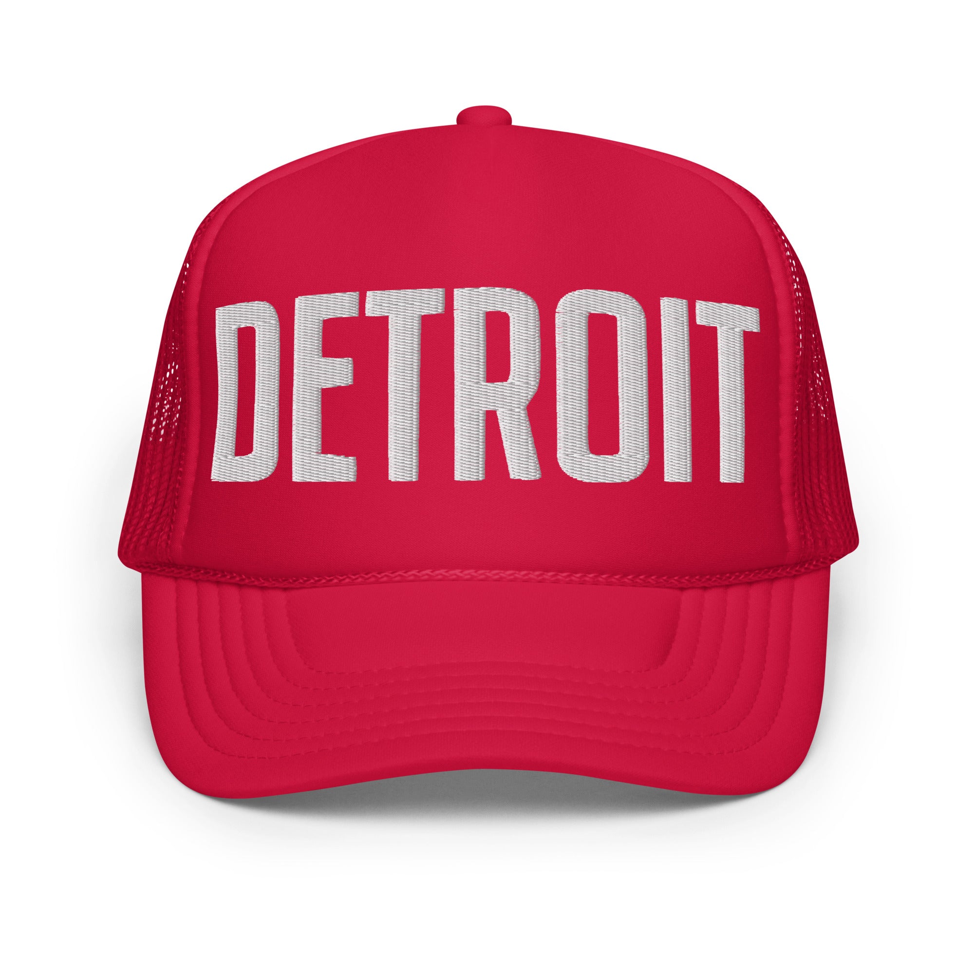Detroit Foam Trucker Hat - Red & White - Embroidered  Default Title  
