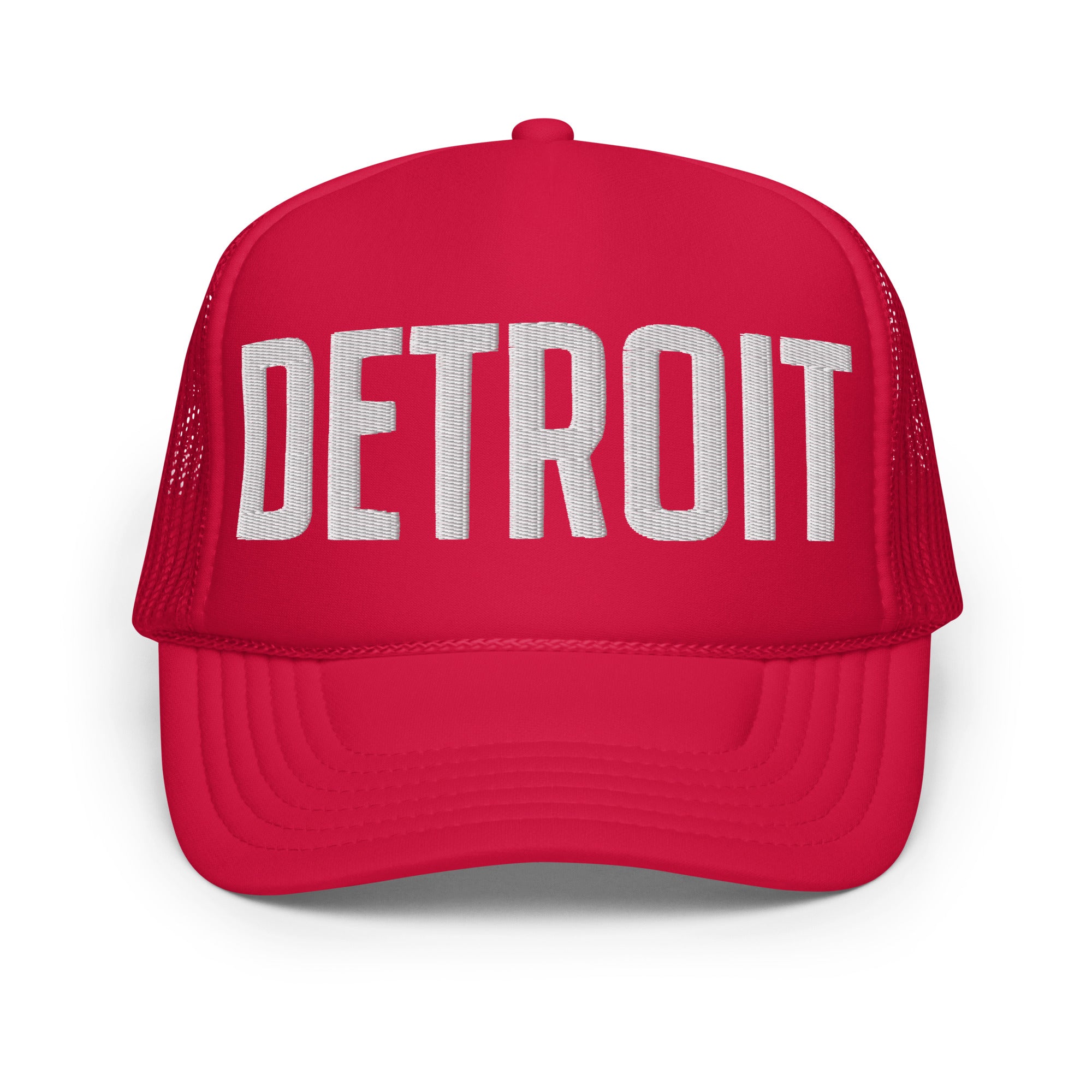 Detroit Foam Trucker Hat - Red - Embroidered with White Hat Default Title