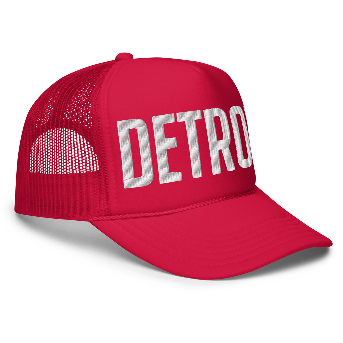Detroit Foam Trucker Hat - Red - Embroidered with White Hat