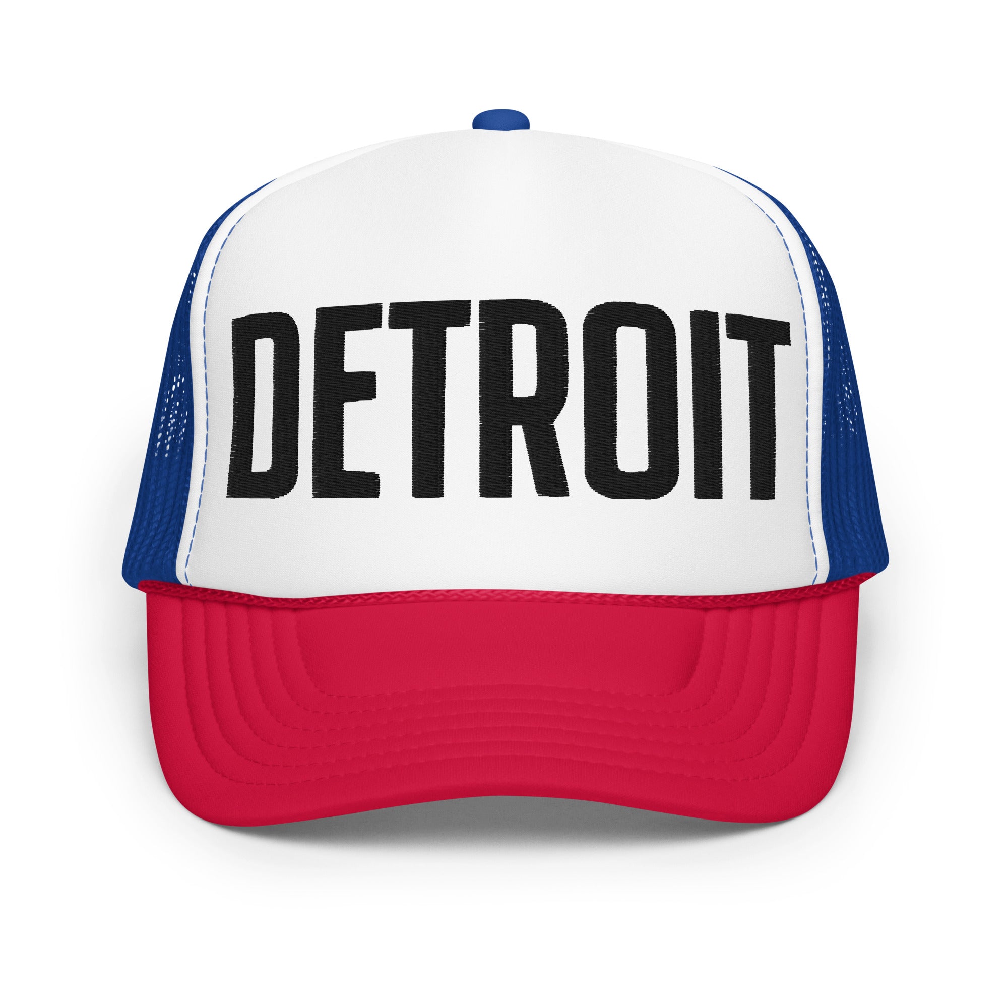 Detroit Foam Trucker Hat - Black, Red, Blue & White - Embroidered Default Title