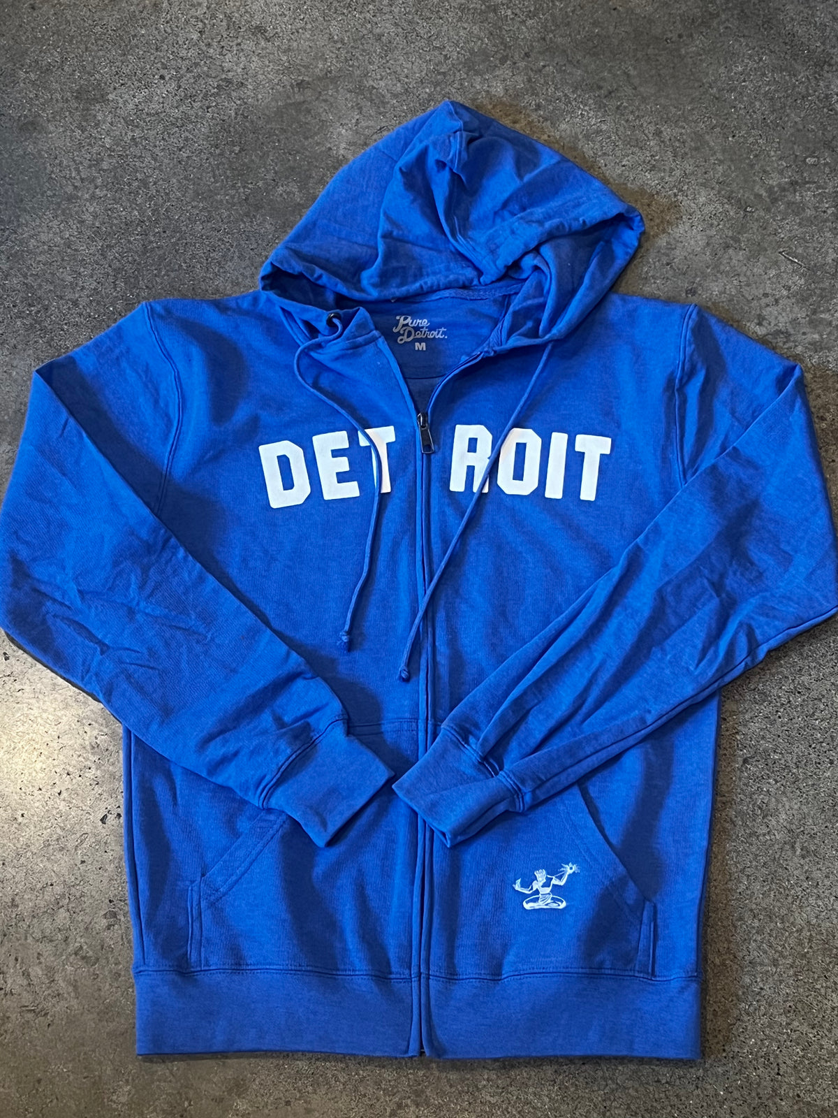 Detroit Classic Tri-Blend Zip Hoodie / White + Blue / Unisex Unisex Apparel
