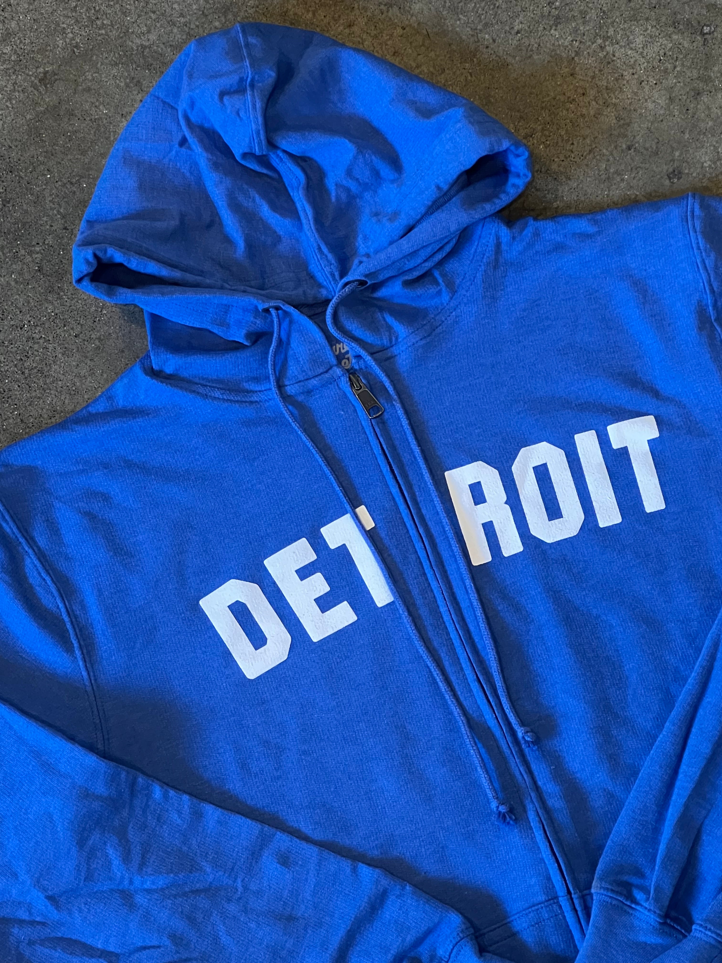 Detroit Classic Tri-Blend Zip Hoodie / White + Blue / Unisex Unisex Apparel