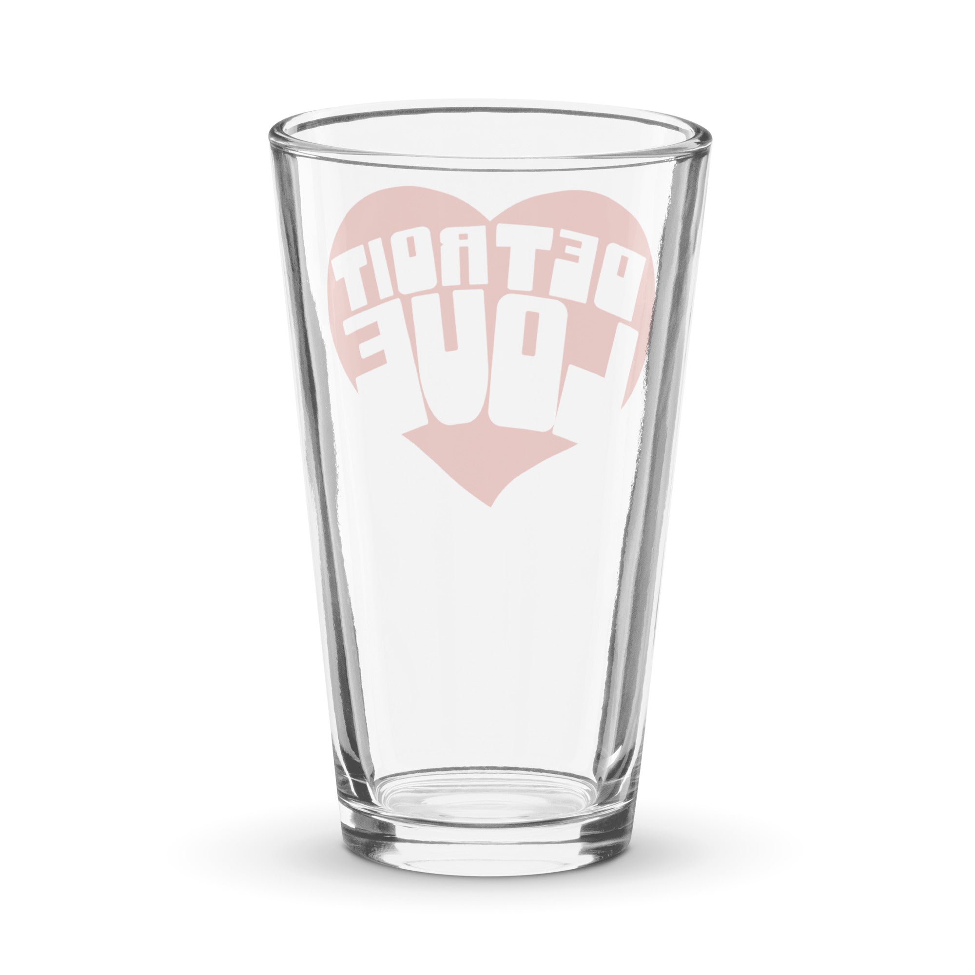 Detroit Love Pint Glass - Red 16 oz