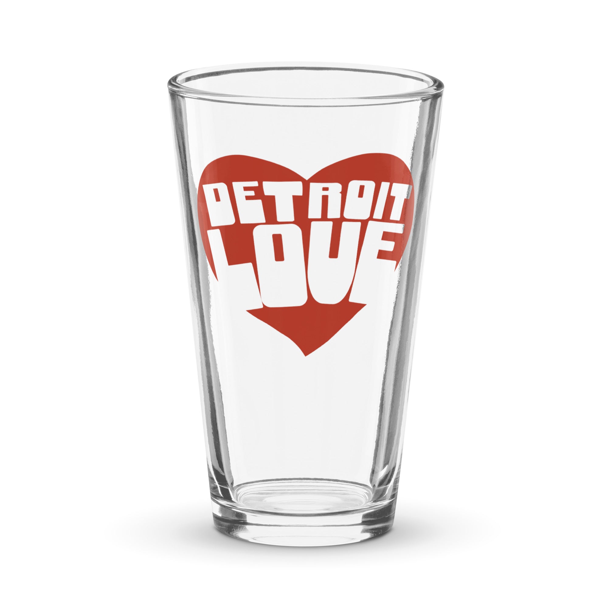 Detroit Love Pint Glass - Red 16 oz Default Title