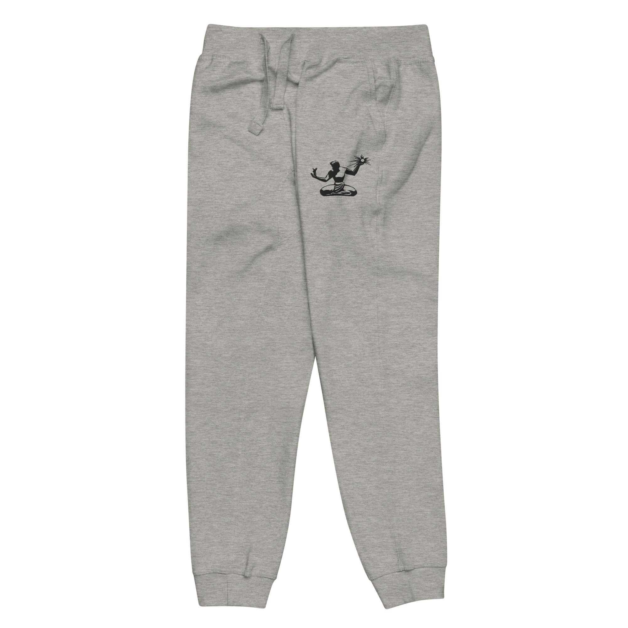 Spirit of Detroit Premium Embroidered Unisex Fleece Sweatpants - Athletic Gray / Black Sweatpants