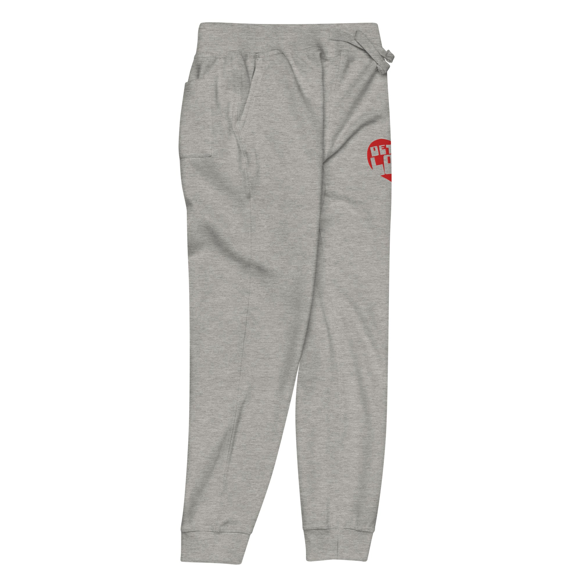Detroit Love Embroidered Unisex Fleece Sweatpants - Athletic Gray / Red