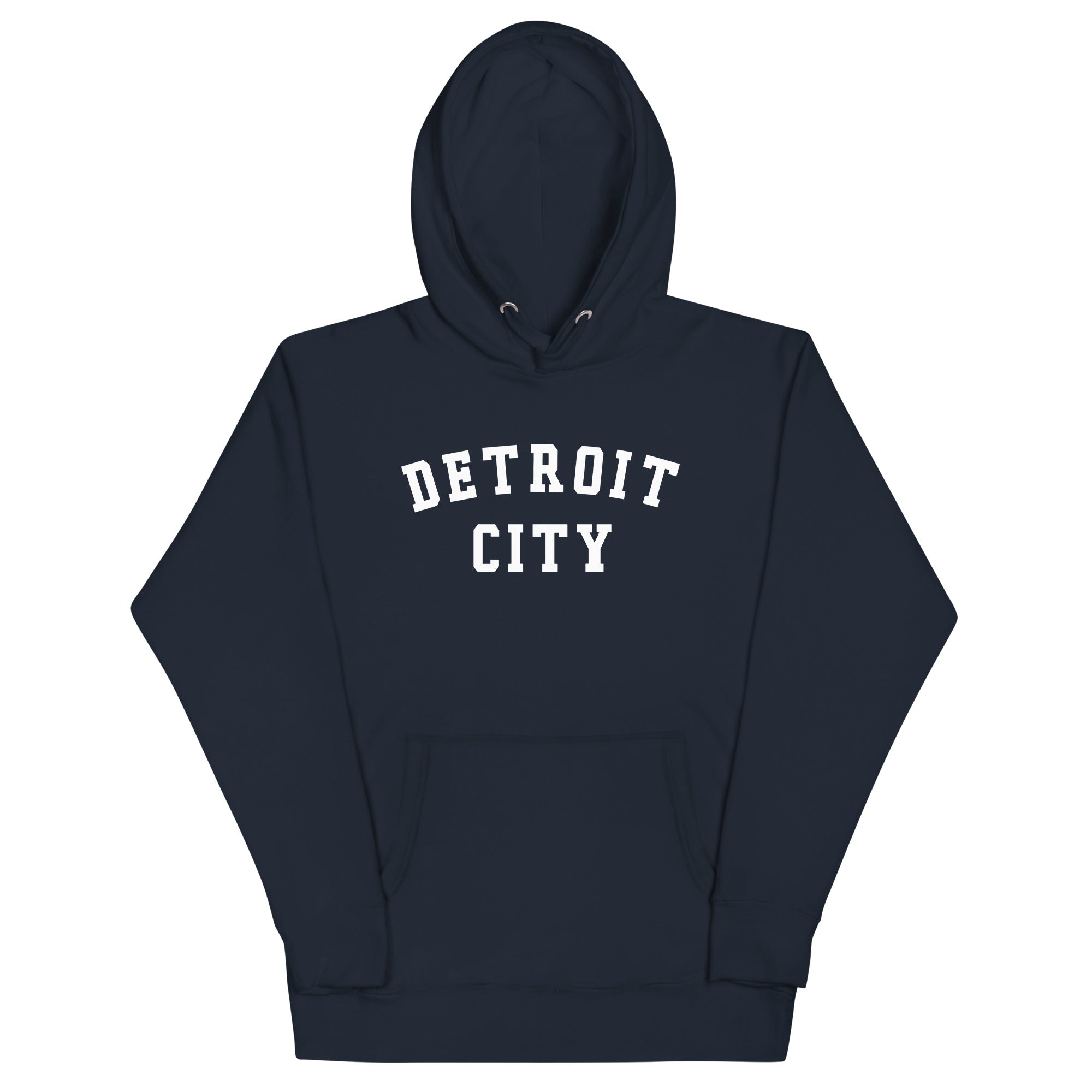 Detroit City Premium Pullover Unisex Hoodie - Navy / White pullover hoodie