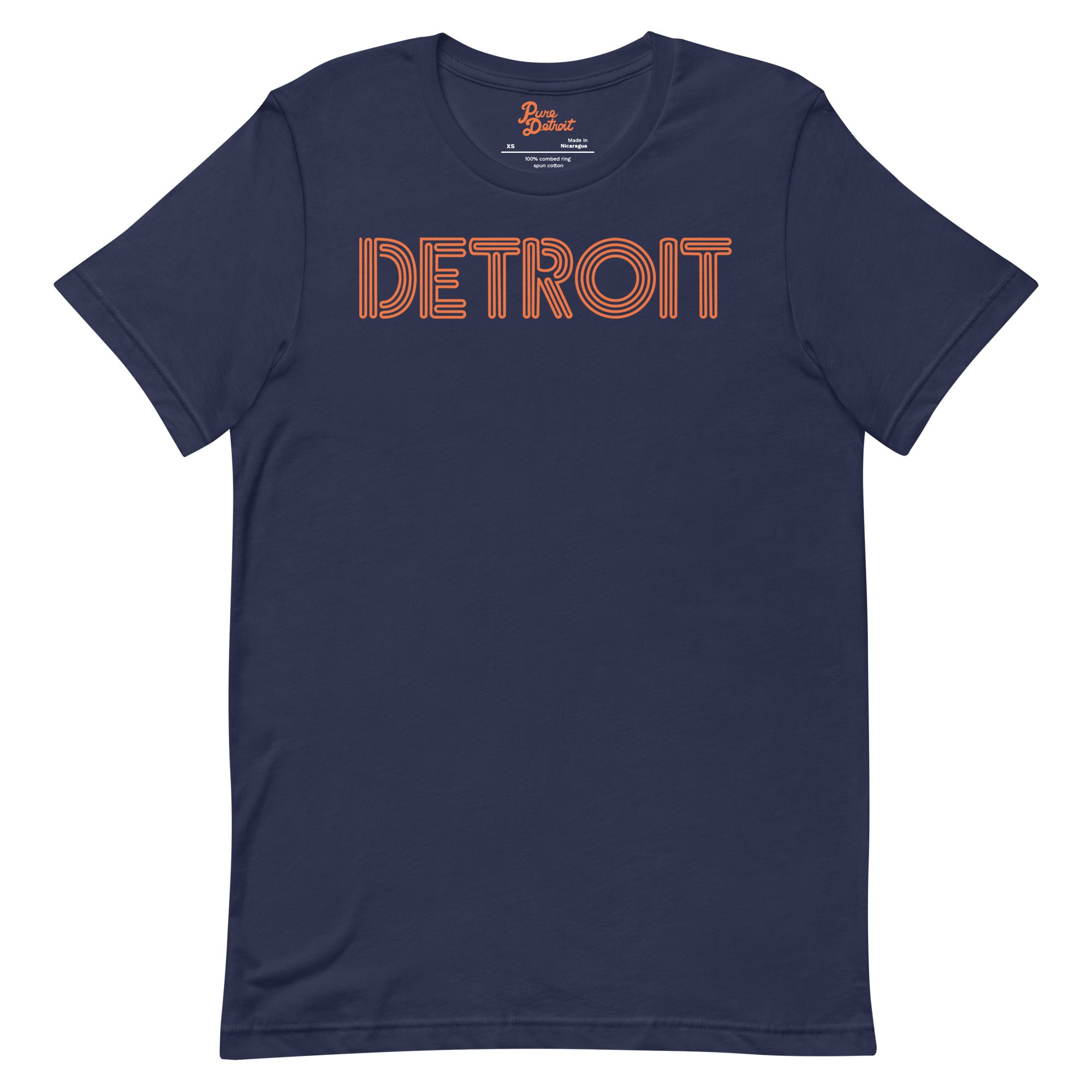 Detroit Neon T-shirt - Navy / Orange Unisex Unisex Apparel XS