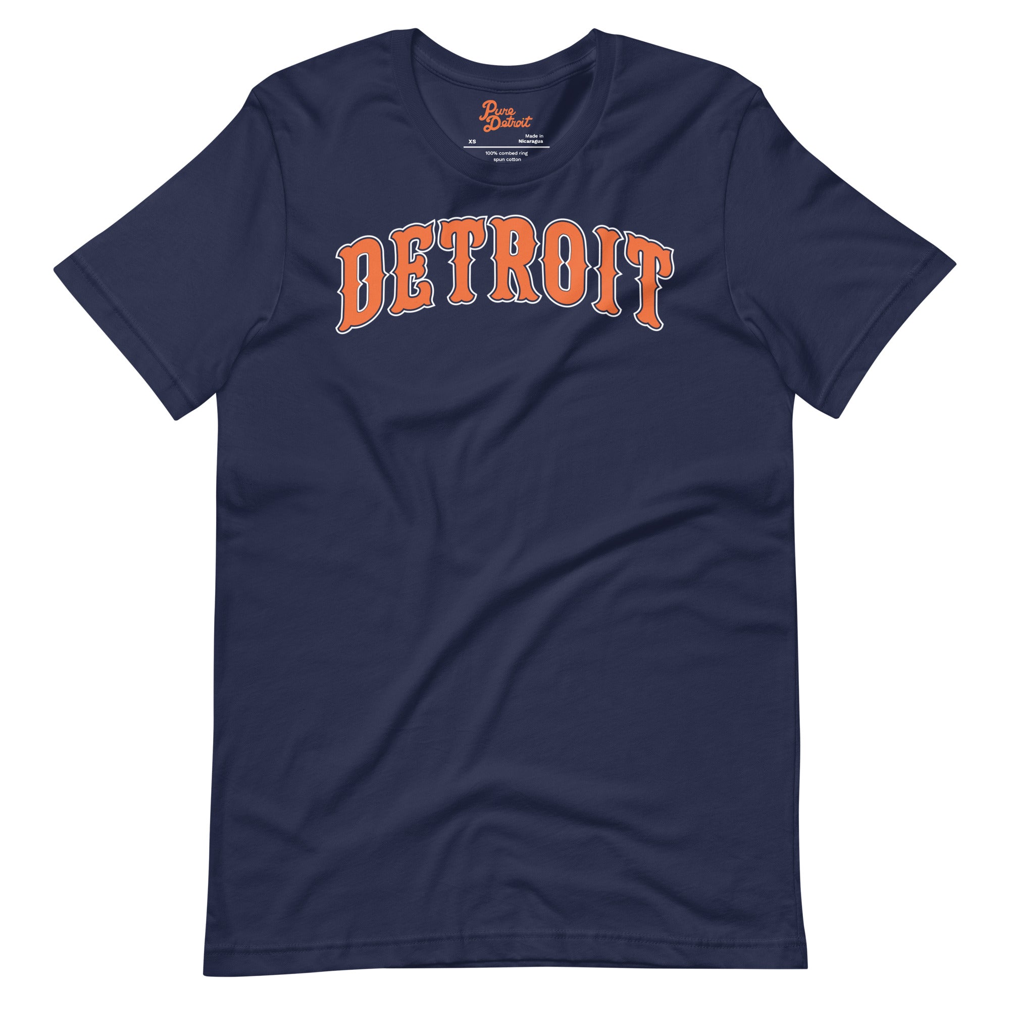Detroit Vintage Unisex T-shirt - Navy + Orange / White Unisex Apparel XS