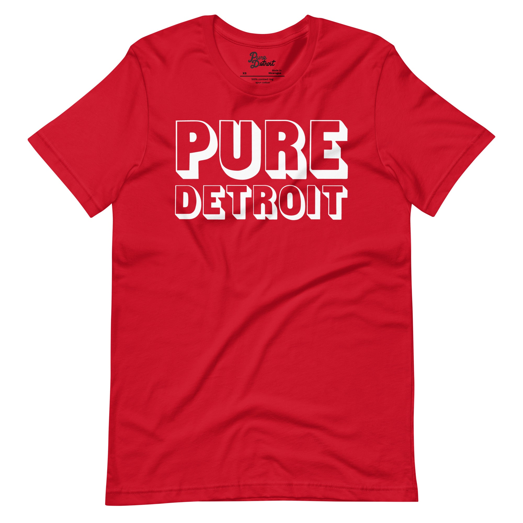 Pure Detroit Blockster Unisex T-shirt - Red + White XS