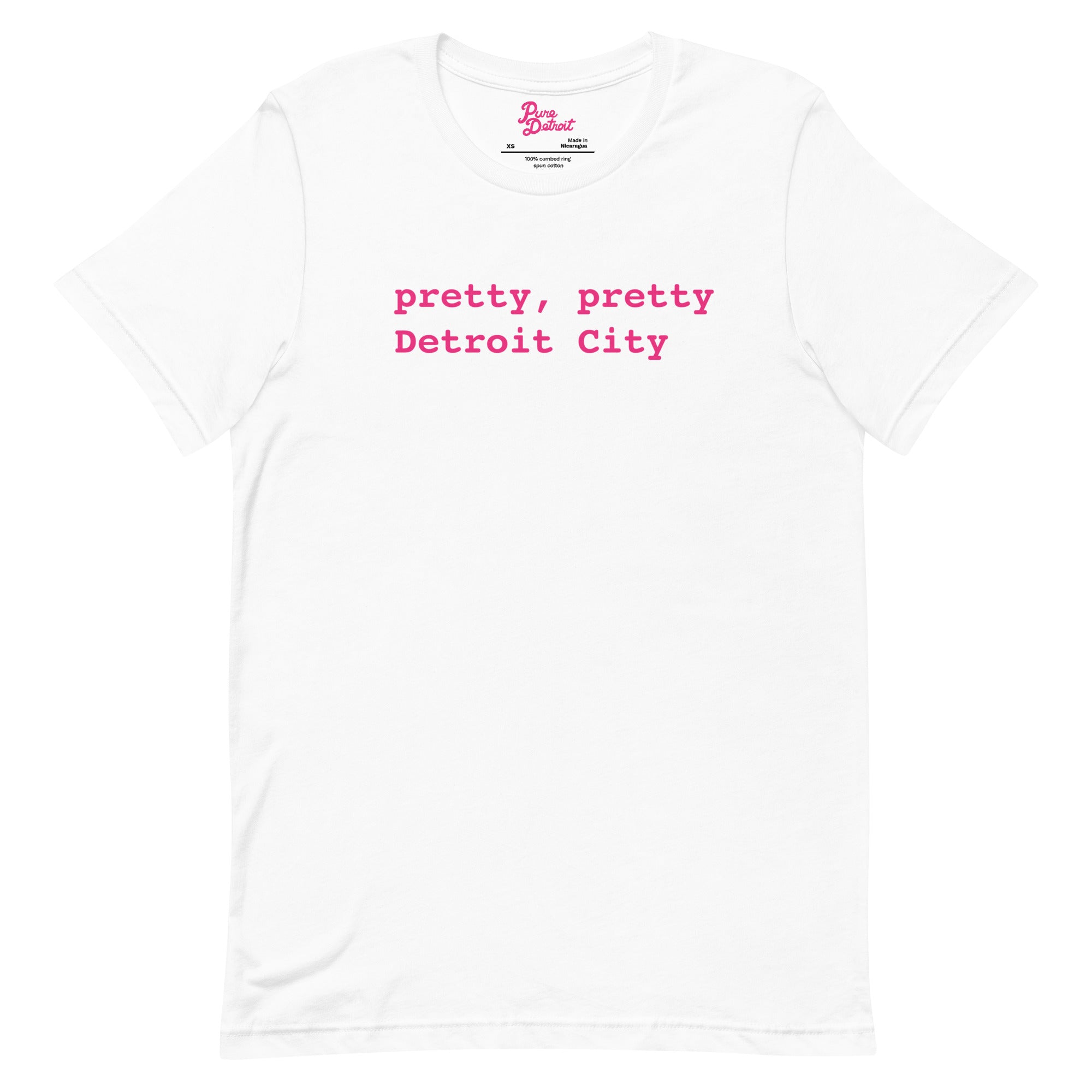 Pretty, Pretty Detroit City T-shirt / White with Pink / Unisex  XS  