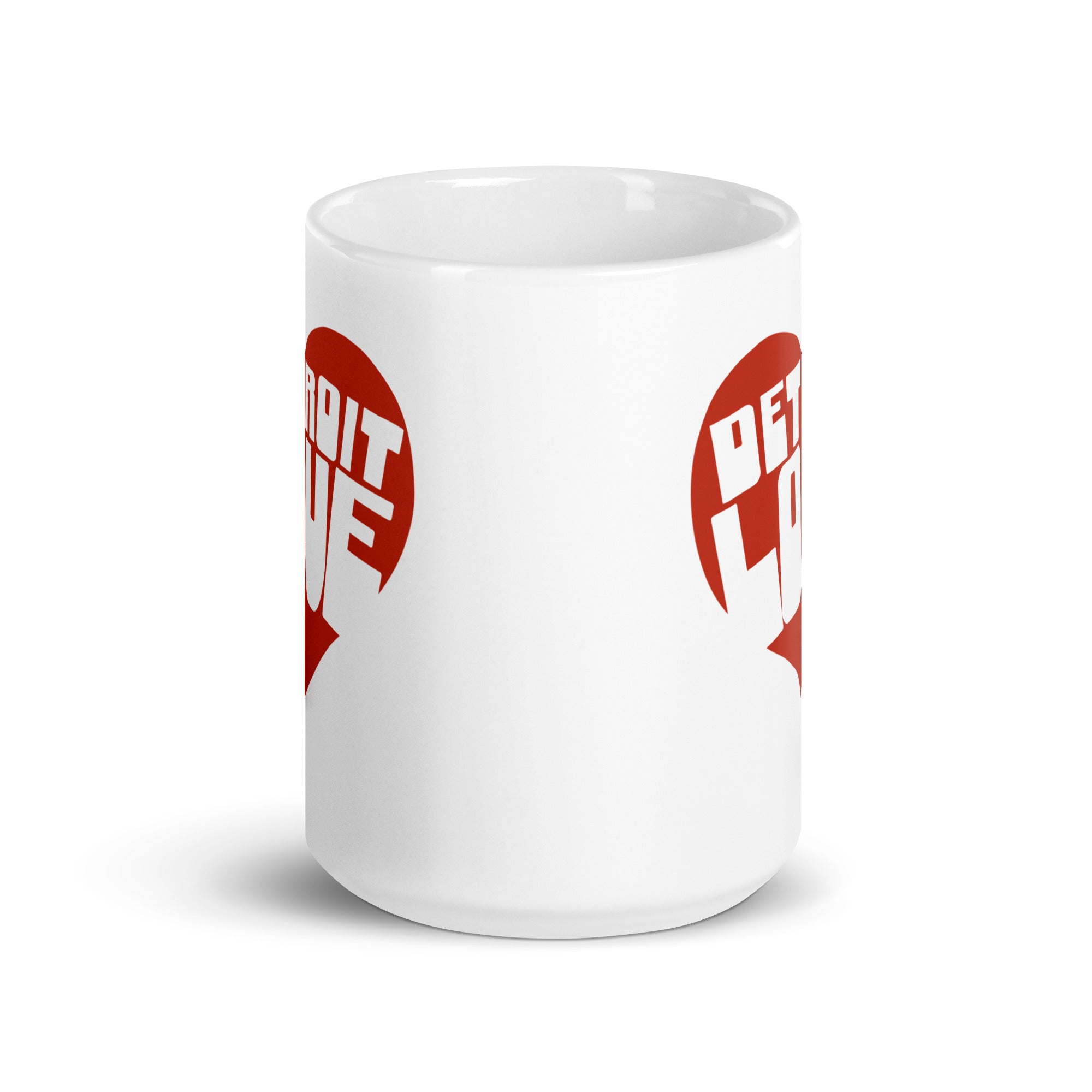 Detroit Love Ceramic Coffee Mug 15 oz - White / Red Coffee Mug