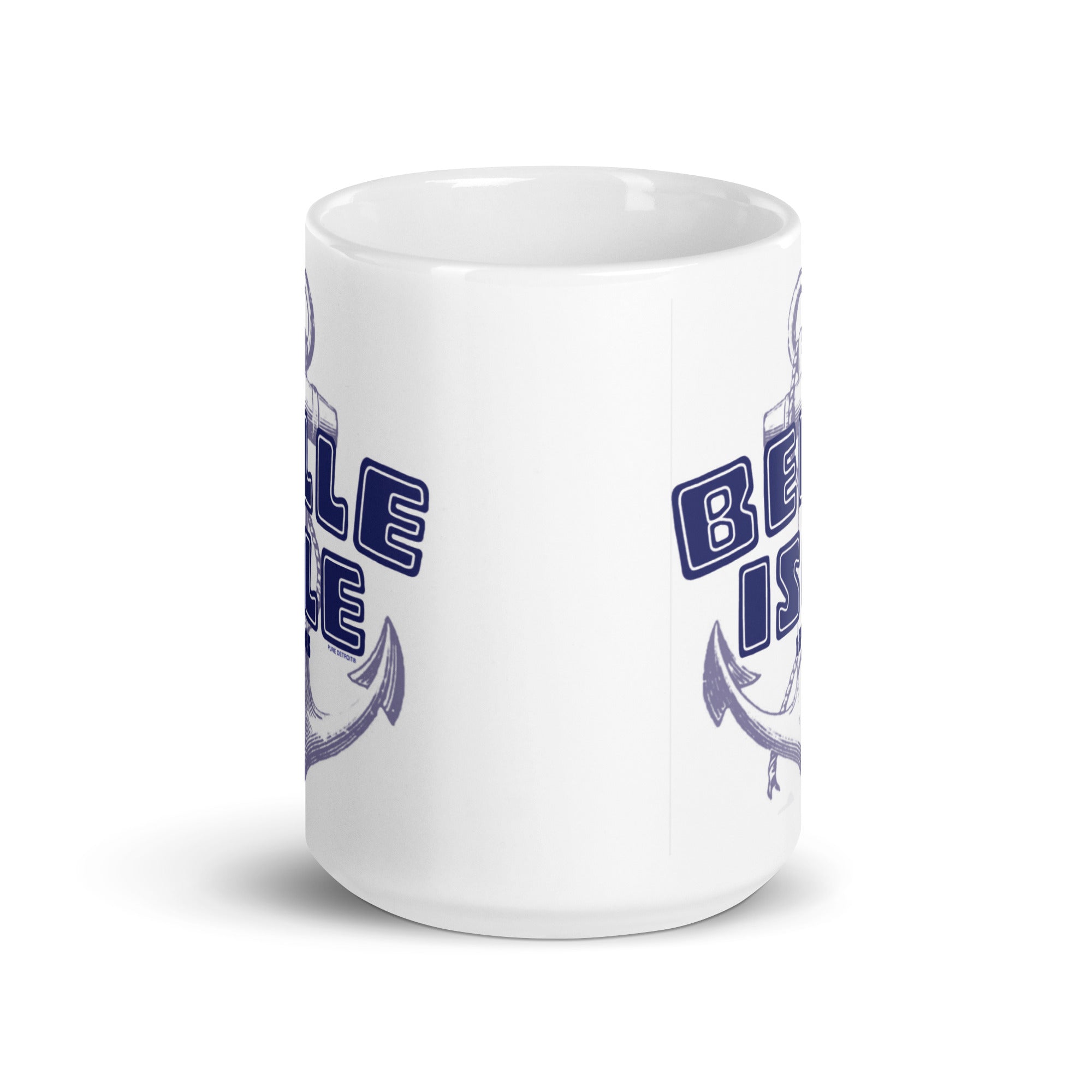 Belle isle Ceramic Coffee Mug 15 oz - White / Blue mug