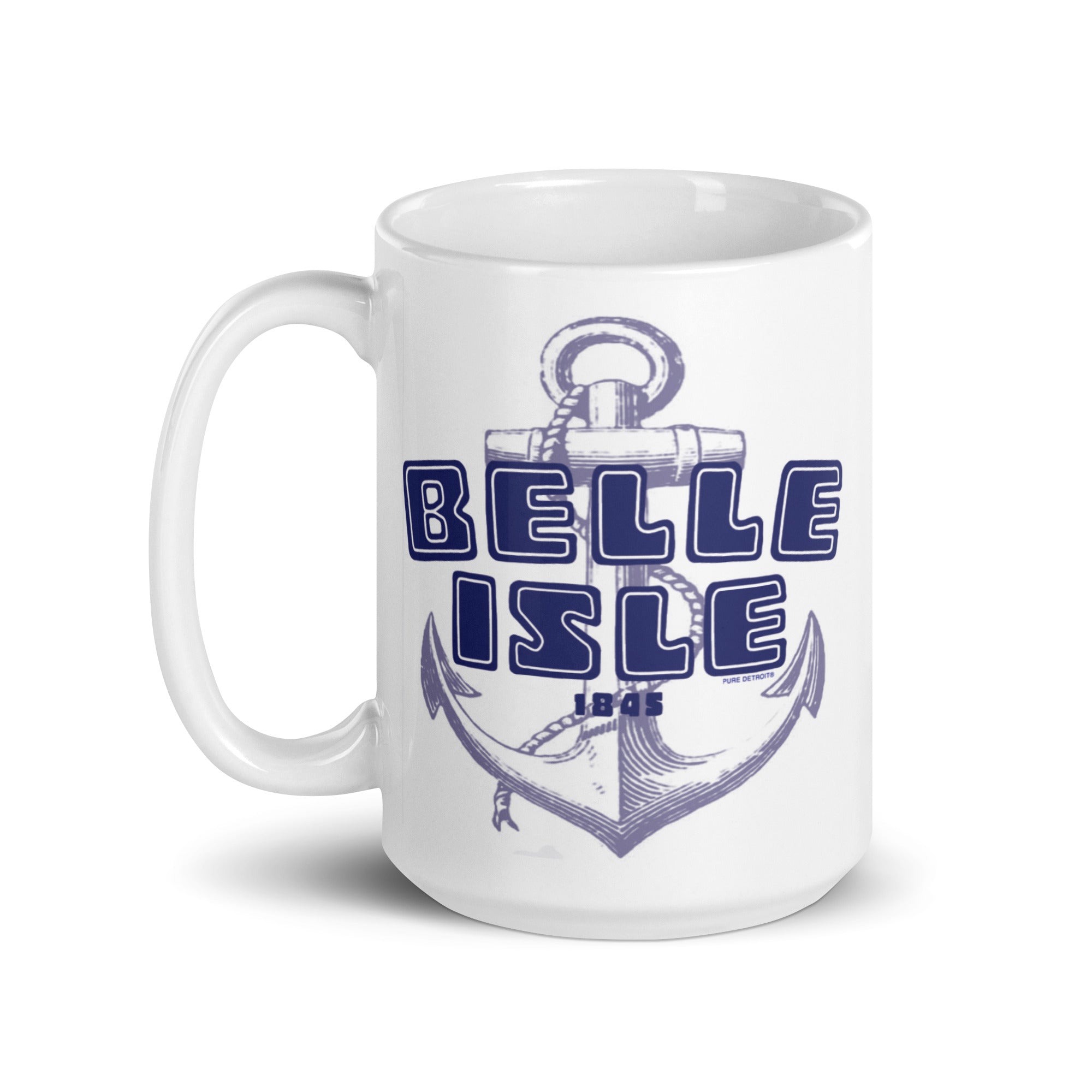 Belle isle Ceramic Coffee Mug 15 oz - White / Blue mug