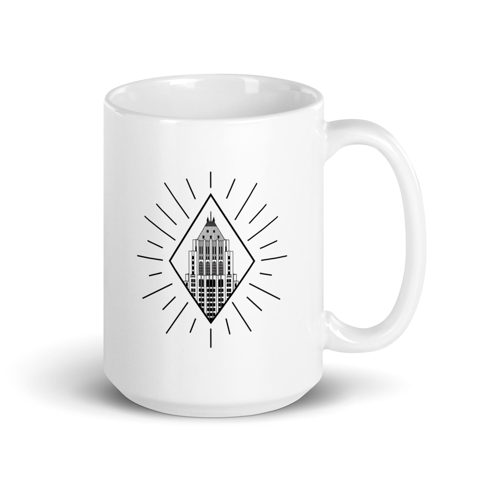Fisher Building Detroit Rays 16 oz Coffee Mug - Black and White Coffee Mug Default Title