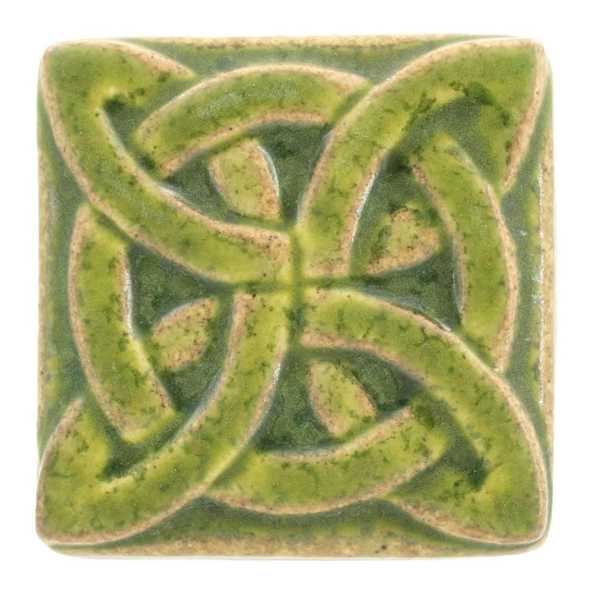 3x3 Lovers Knot Pewabic Tile - Lime Pewabic Pottery   