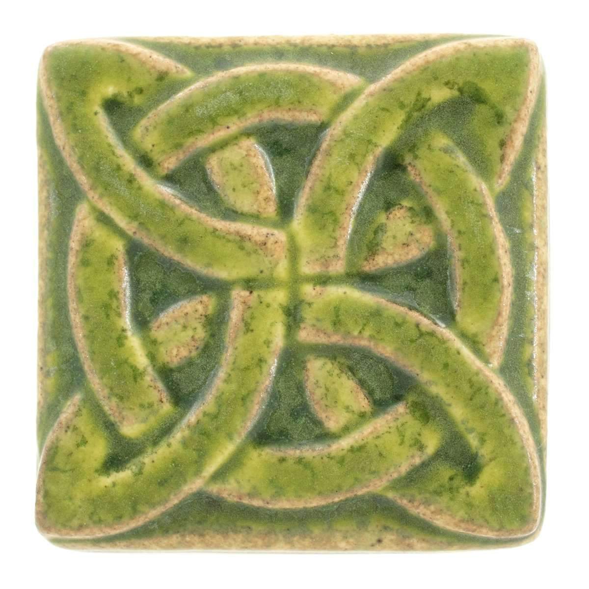3x3 Lovers Knot Pewabic Tile - Lime Pewabic Pottery