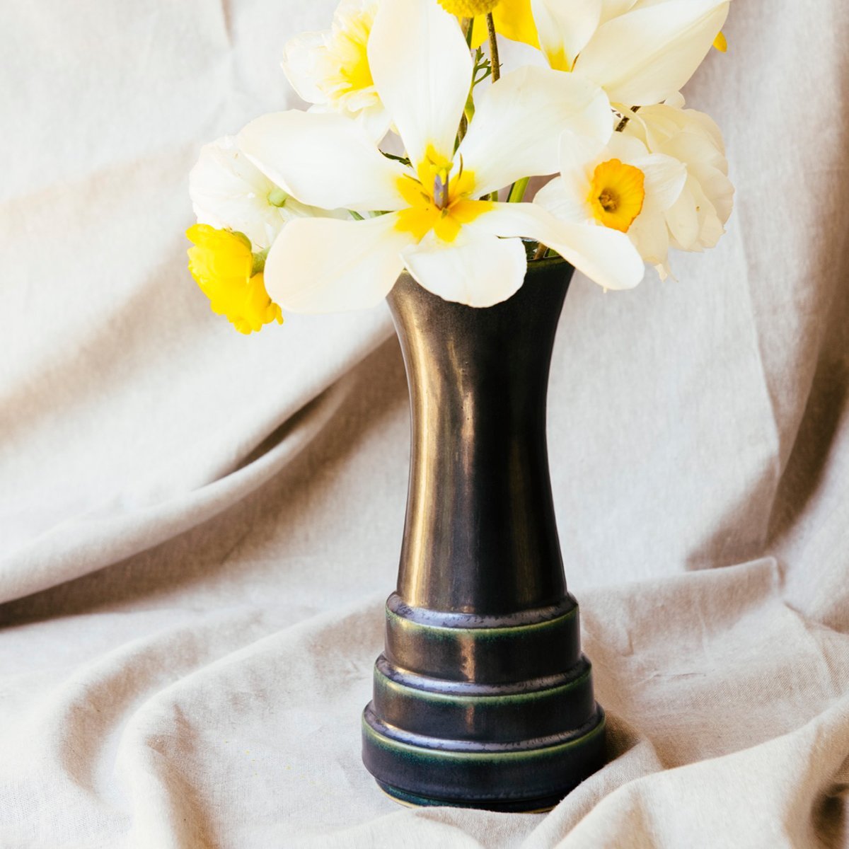 Pewabic Step Vase - Gunmetal Pewabic Pottery