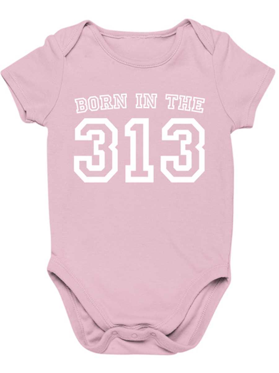 Born in the 313 Baby Onesie - White / Pink Clothing   