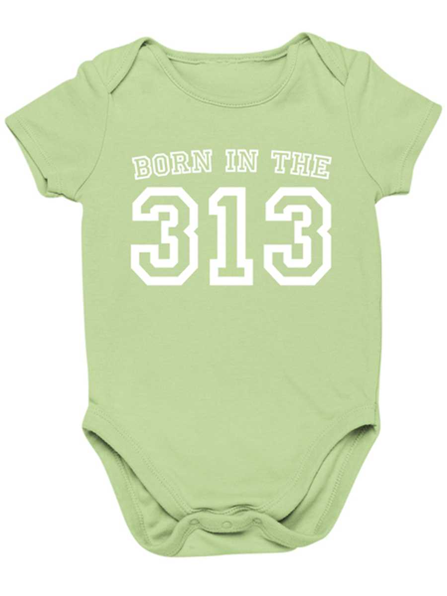 Born in the 313 Baby Onesie - White  Key Lime Clothing   