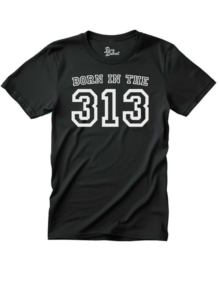 Born in the 313 Unisex T-shirt - White / Black Clothing