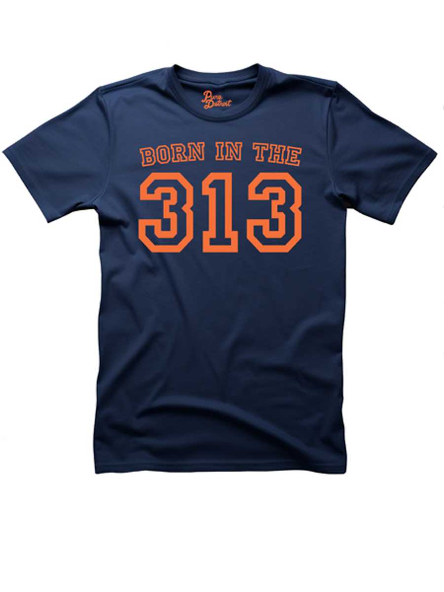 Born in the 313 Unisex T-shirt - Orange / Navy Clothing