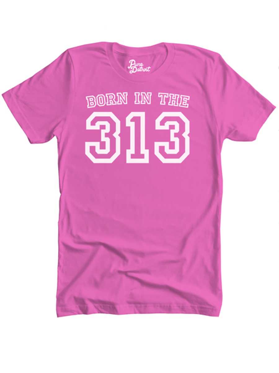 Born in the 313 Unisex T-shirt - White / Pink Clothing   