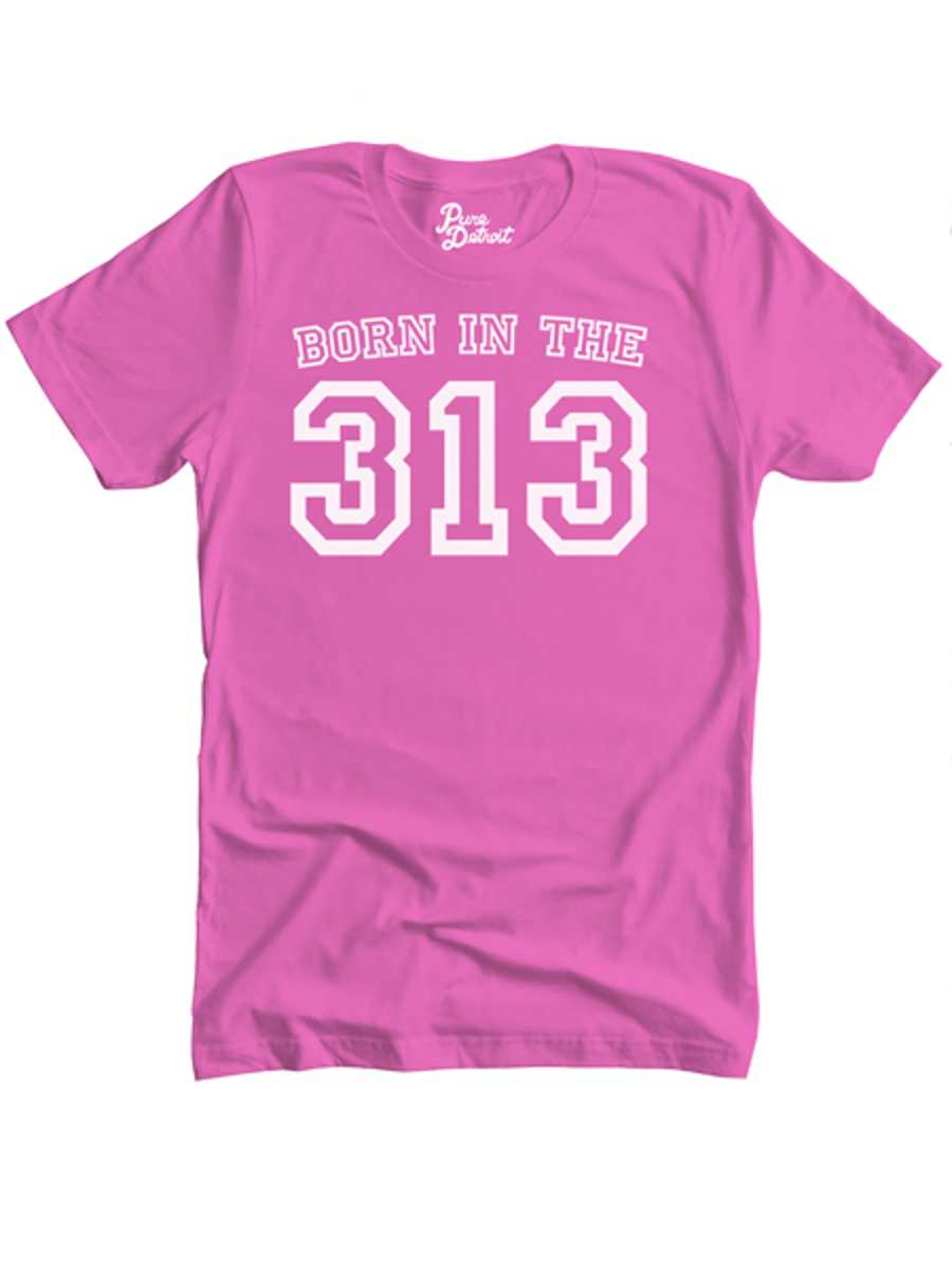 Born in the 313 Unisex T-shirt - White / Pink Clothing
