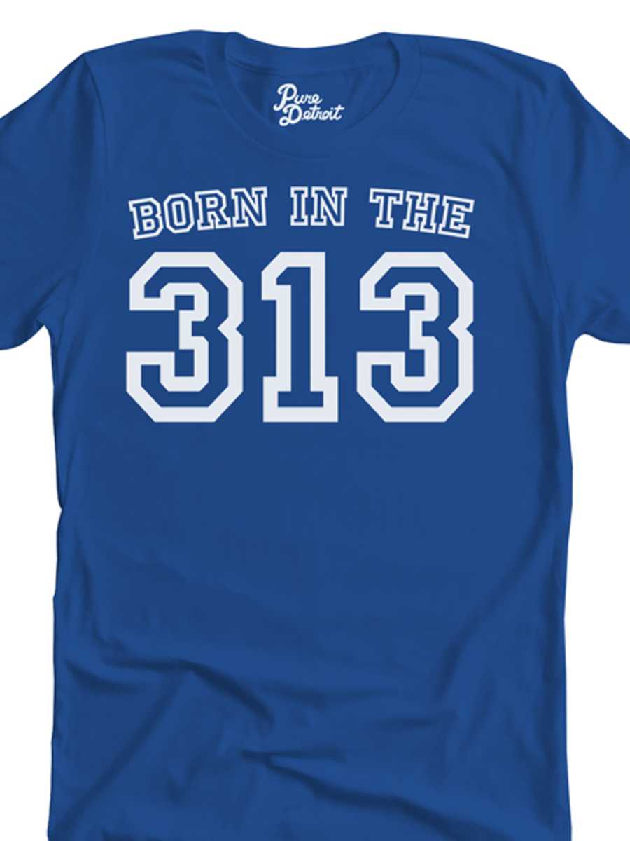 Born in the 313 Unisex T-shirt - White / Royal Clothing   