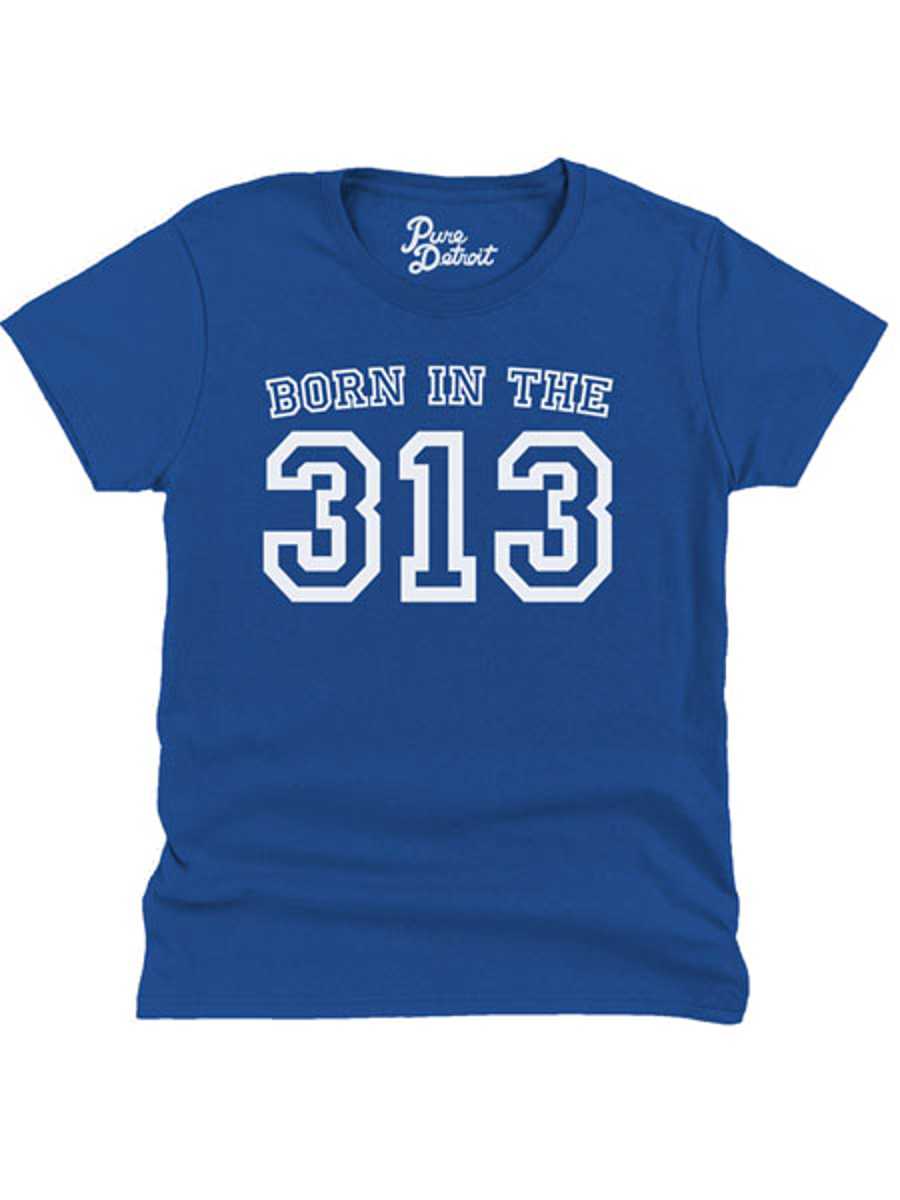 Born in the 313 Womens T-shirt - White / Royal Blue Clothing