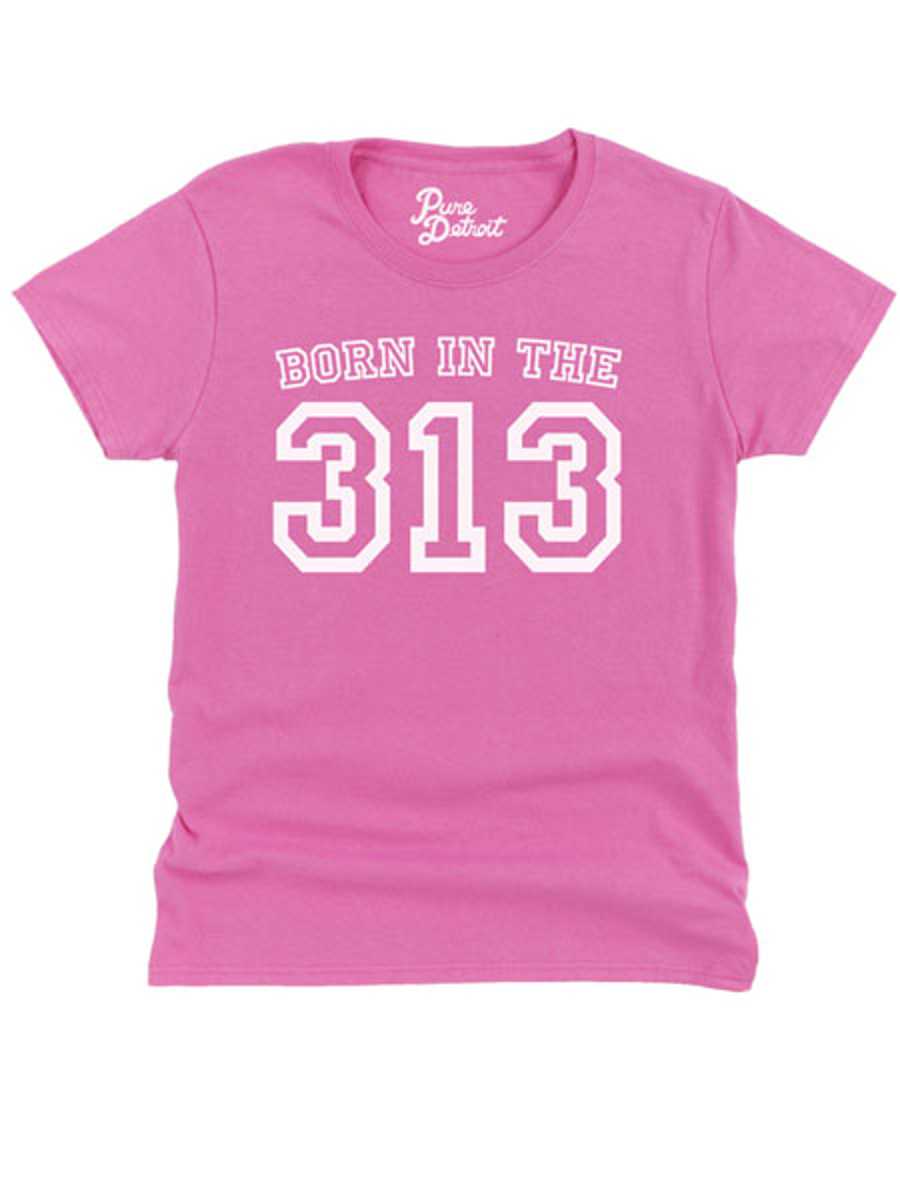 Born in the 313 Womens T-shirt - White / Azelea Clothing