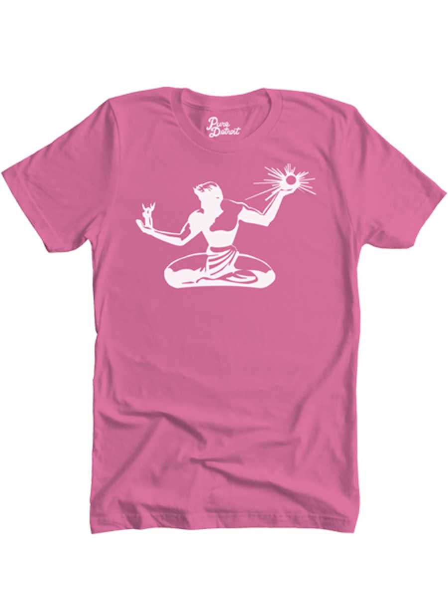 Spirit of Detroit Unisex T-shirt - White / Pink t-shirt