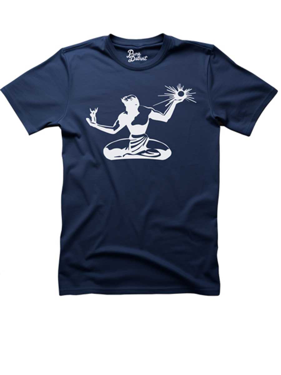 Spirit of Detroit Unisex T-shirt - White / Navy Clothing