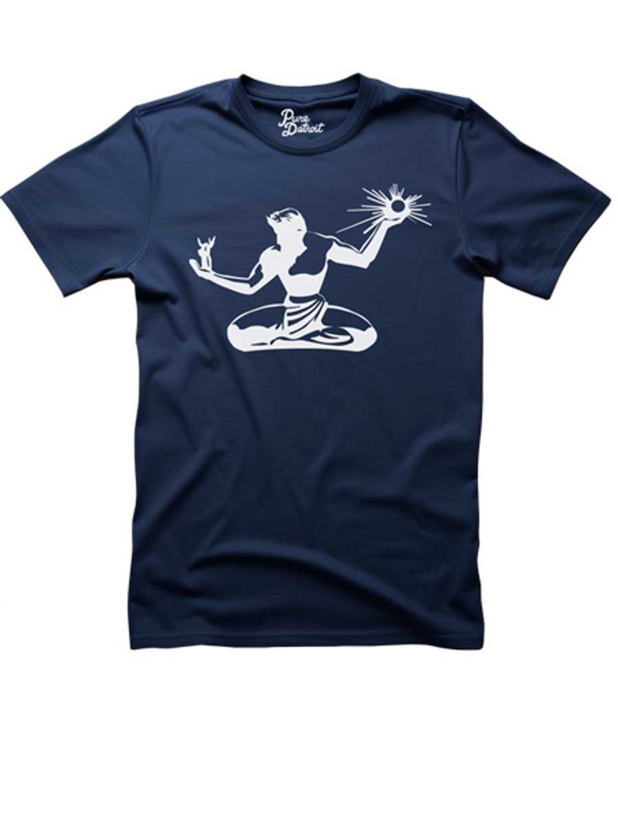 Spirit of Detroit Unisex T-shirt - White / Navy Clothing   