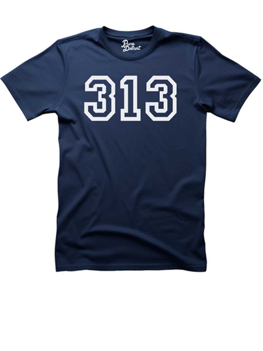 313 Unisex T-shirt - White / Navy Clothing