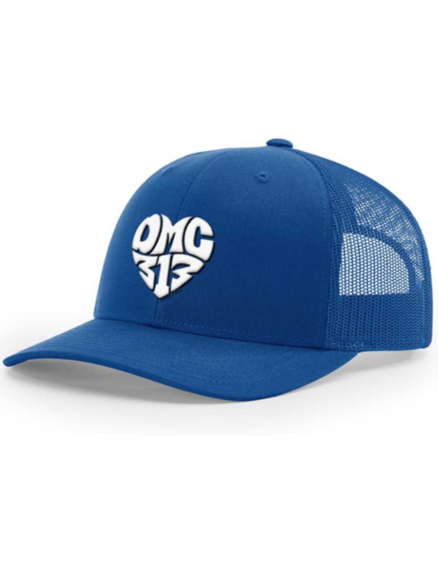DMC 313 Love Snapback Trucker Hat - White / Royal Headwear
