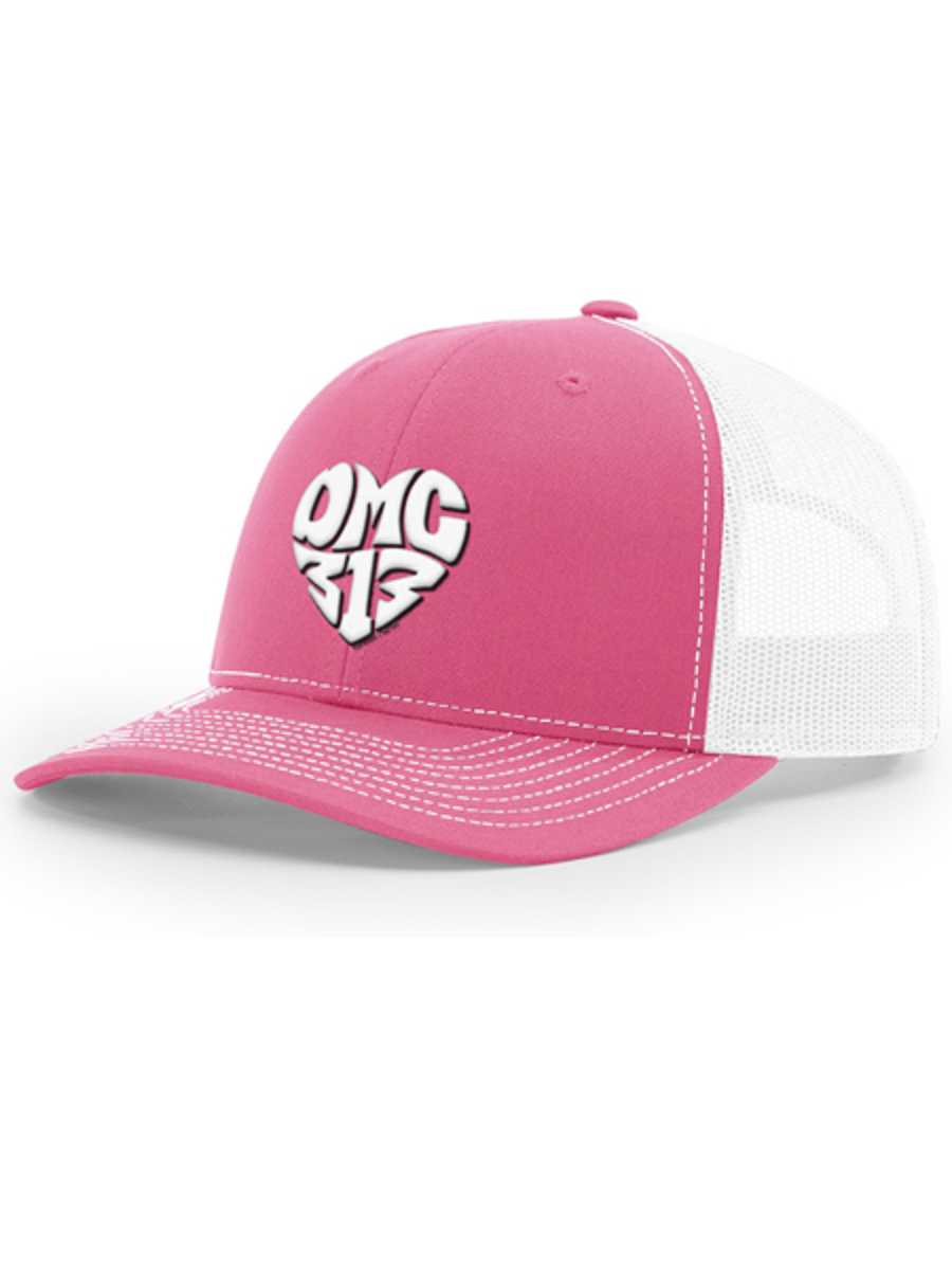 DMC 313 Love Mesh Trucker Hat - White / Pink & White Headwear
