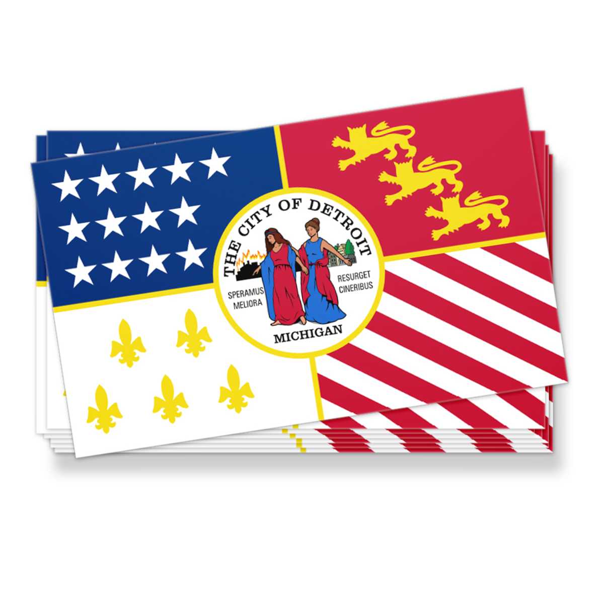 Detroit Flag Vinyl Sticker Stickers & Wall Art Sticker/Decal