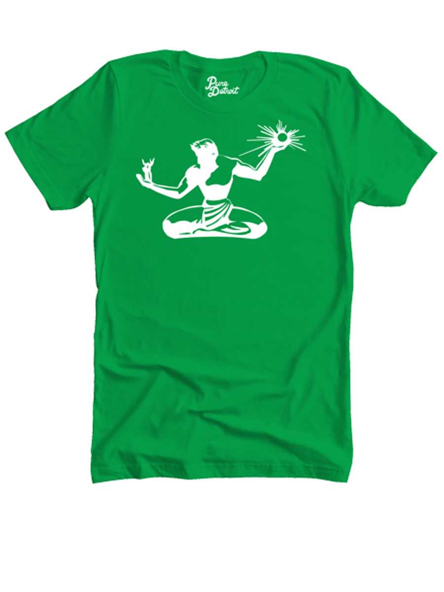 Spirit of Detroit Unisex T-shirt - White / Irish Green t-shirt