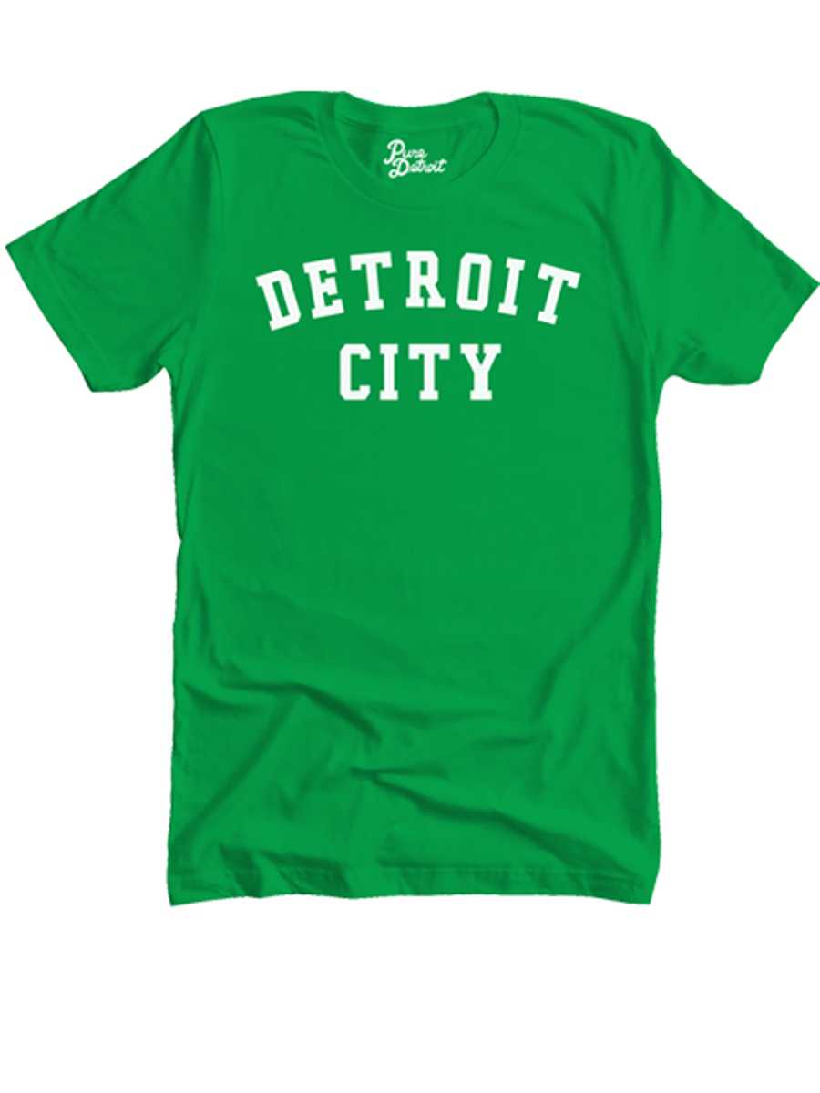 Detroit City Unisex T-shirt - White / Irish Green Clothing