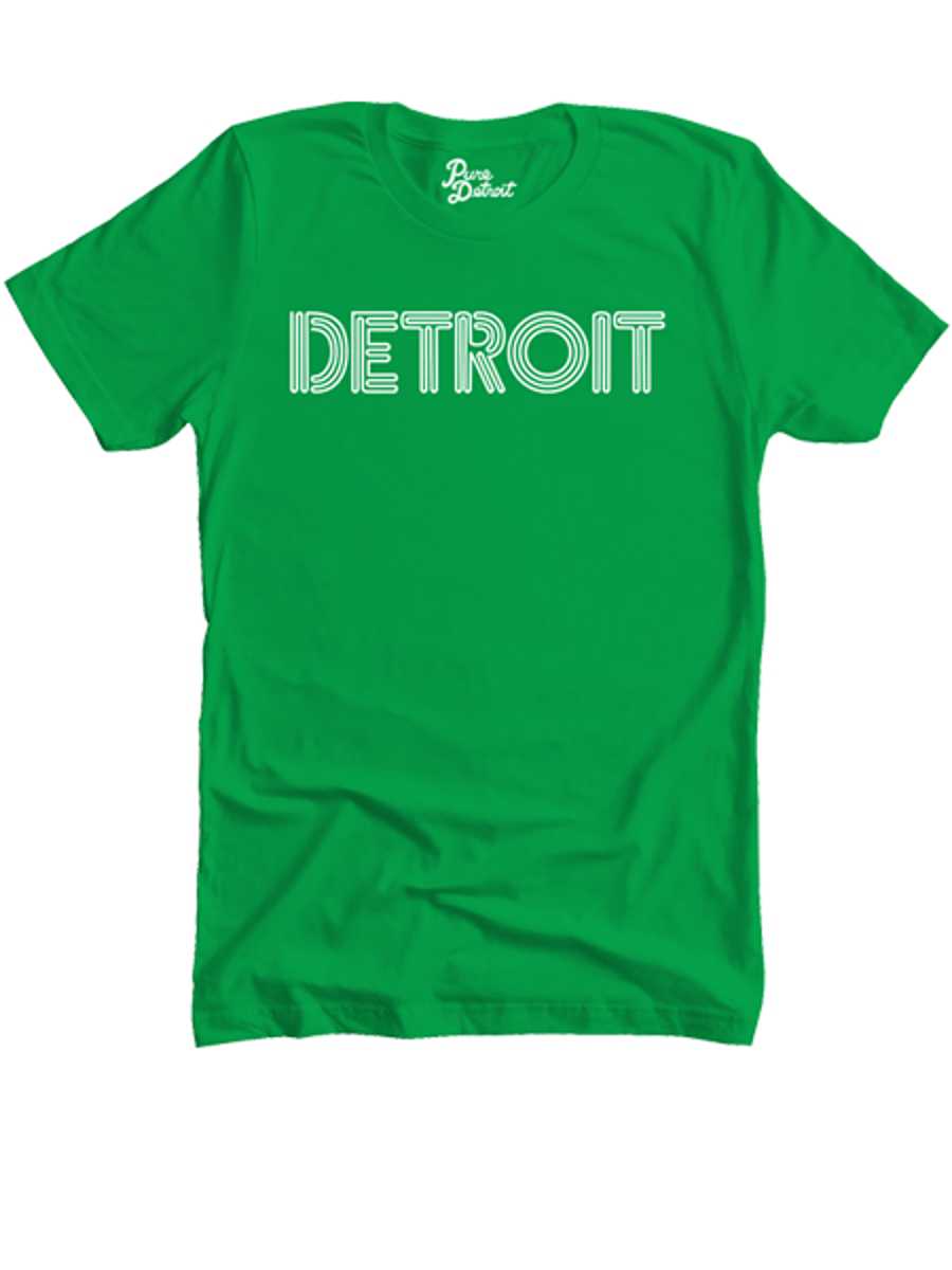 Detroit Neon Unisex T-shirt - White / Irish Green Clothing   