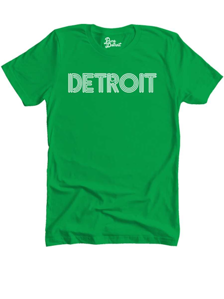 Detroit Neon Unisex T-shirt - White / Irish Green Clothing