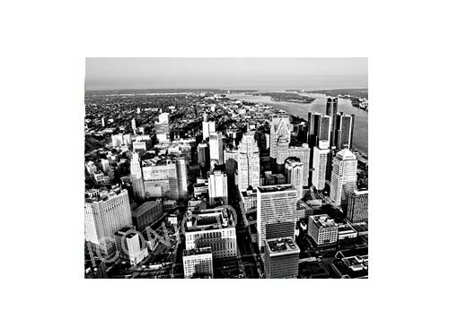 Detroit Aerial Skyline Black and White Luster or Canvas Print $35 - $430 Luster Prints and Canvas Prints