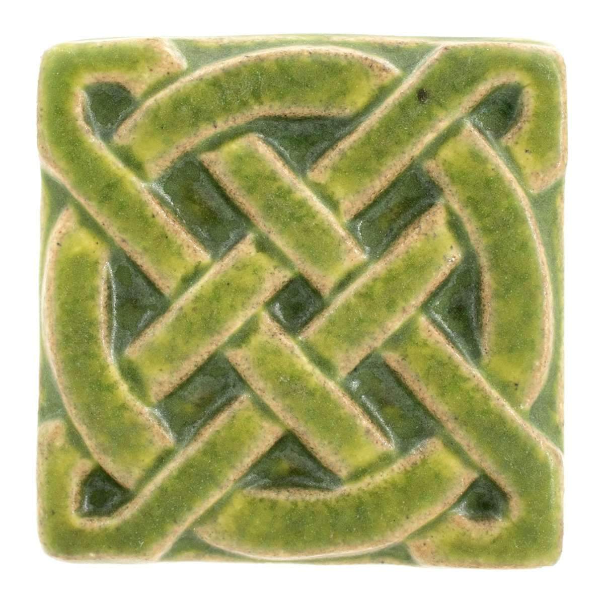 3x3 Journey Knot Pewabic Tile - Lime Pewabic Pottery   