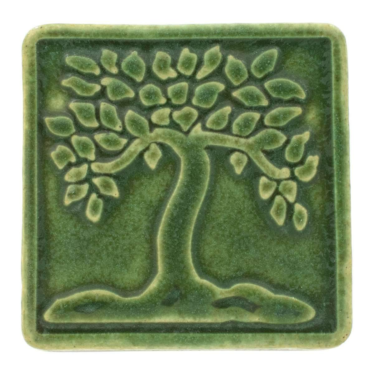 4x4 Botanical Tree Pewabic Tile - Leaf Pewabic Pottery   